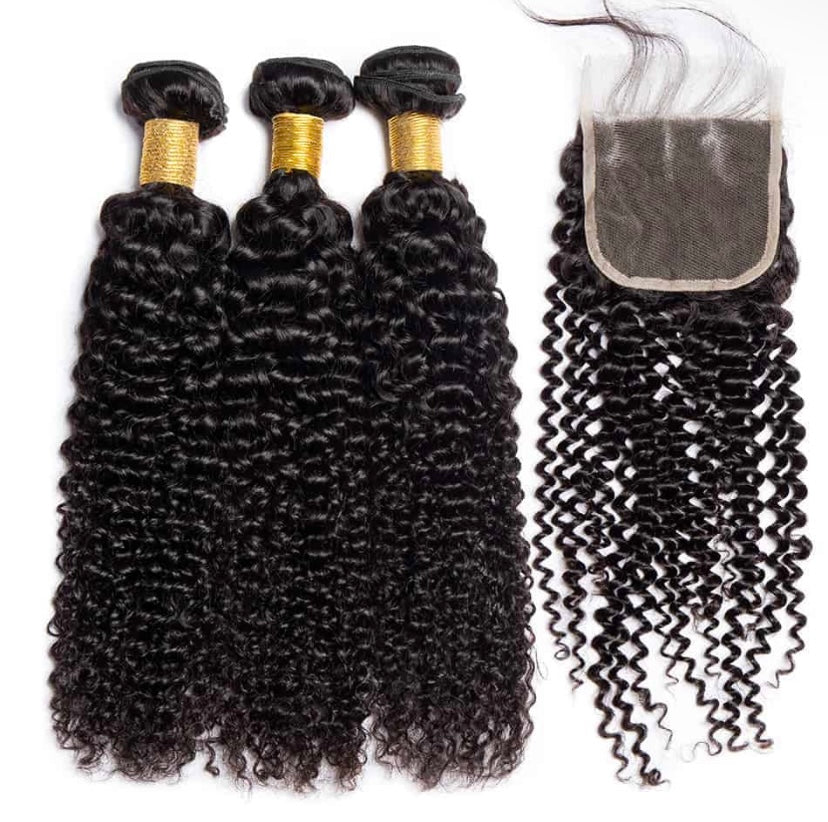 Three Bundle & Closure Deals (KINKY CURLY) (MM)