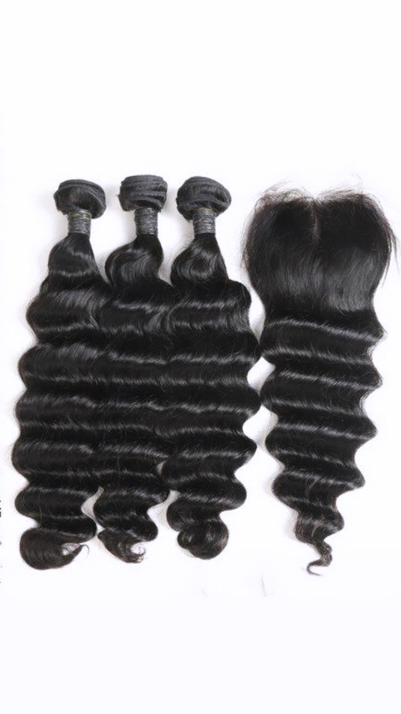 Three Bundle & Closure Deals (LOOSE DEEP WAVE) (MM)